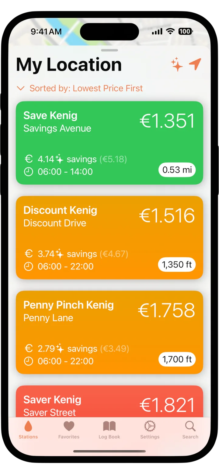Spritkenig iPhone Uebersicht